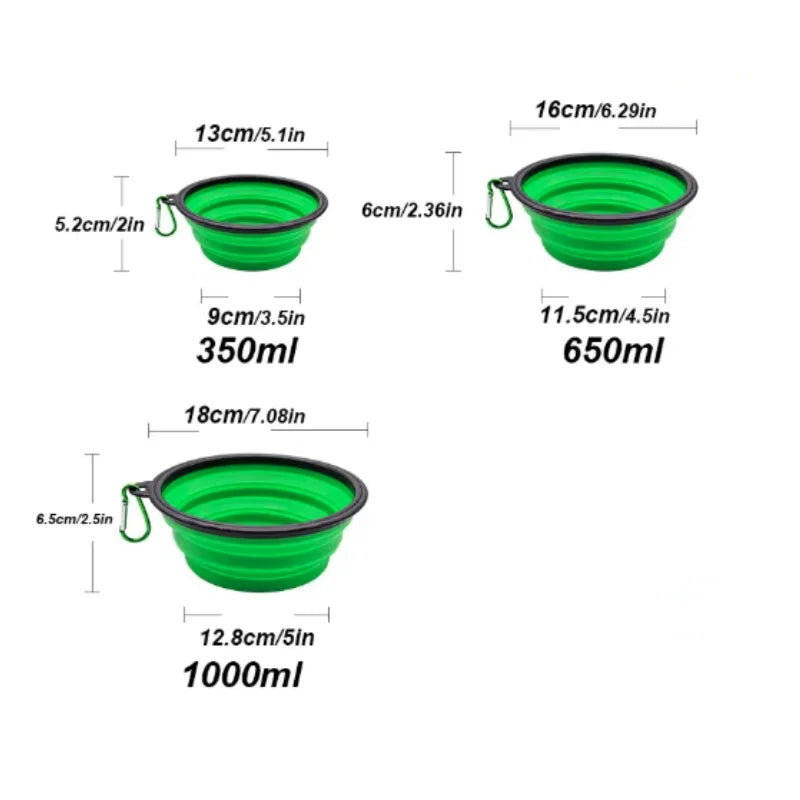 Durable TPR Portable Pet Food / Water Bowl.  Silicone & Collapsible
