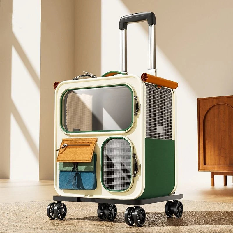Rolling Cat Carrier with Wheels