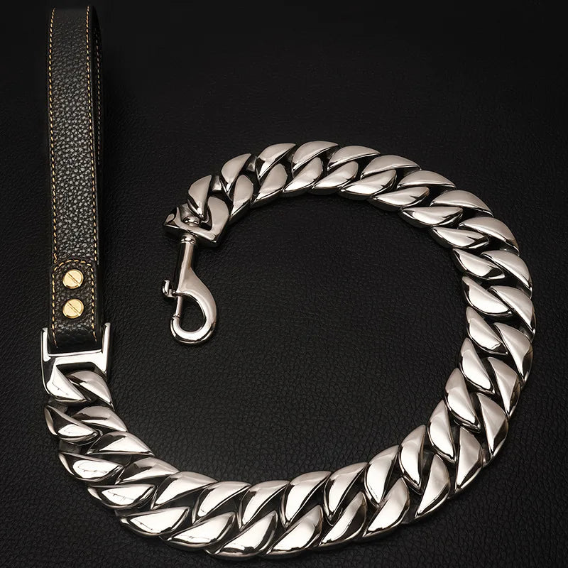 32mm Thick Dog Cuban Chains Heavy Duty Durbale Bull Dog Leads Medium Large Dog Leashes