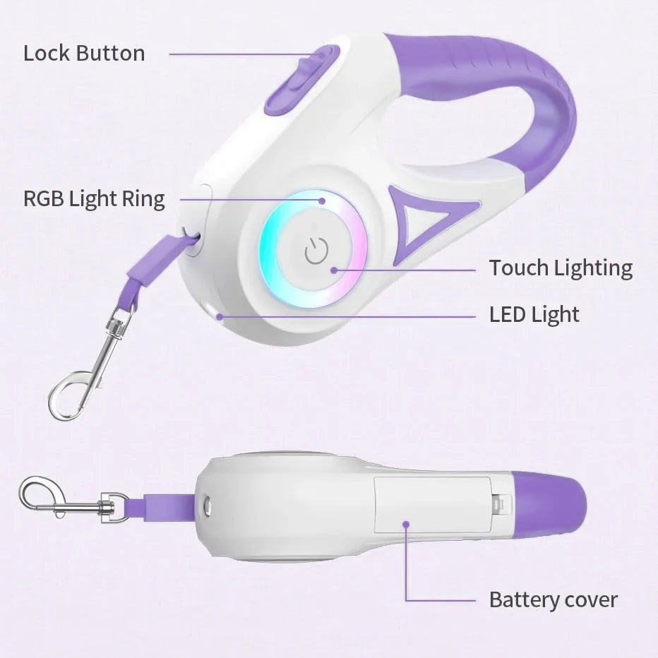 LED Light Retractable Leash