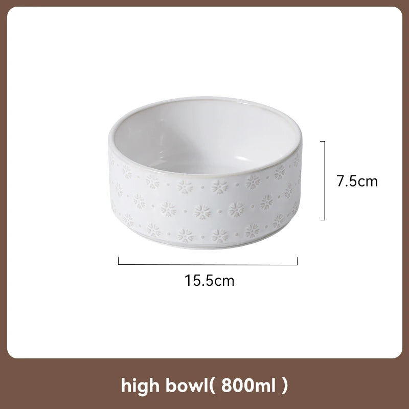 Ceramic Anti-Slip Bowl Set with Wooden Stand