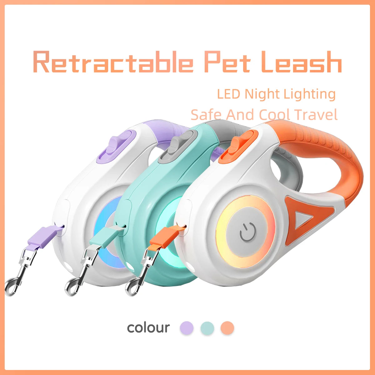 LED Light Retractable Leash