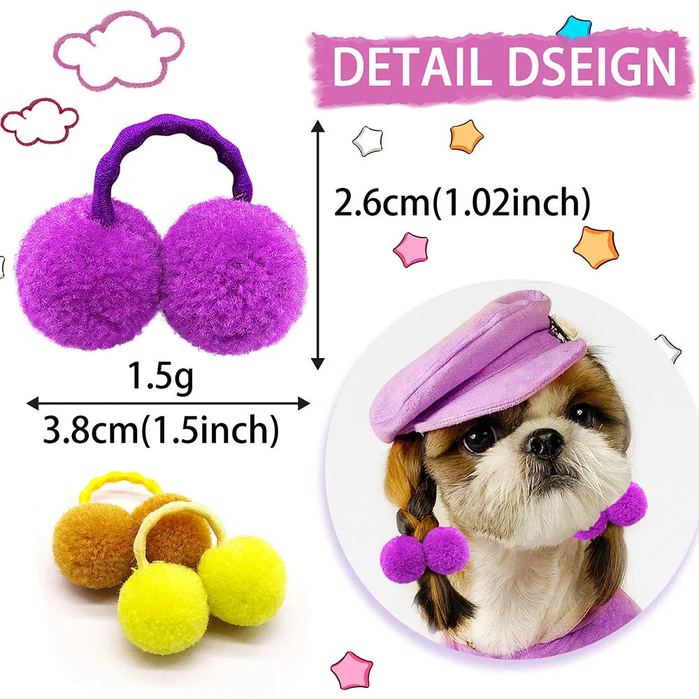 100/200PCS Plush Ball Bows