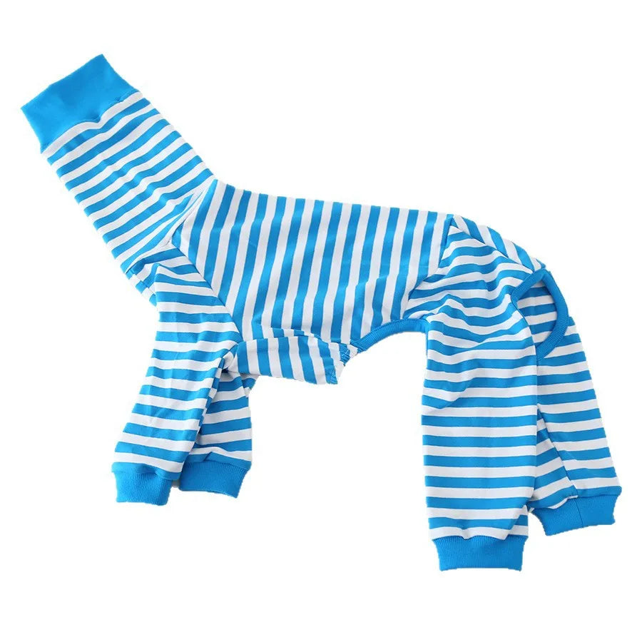 Cozy Striped Dog Pajamas for Italian Greyhounds & Whippets