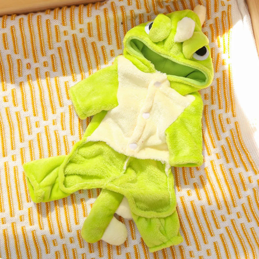 Dinosaur Fleece Jumpsuit for your pup or cat.