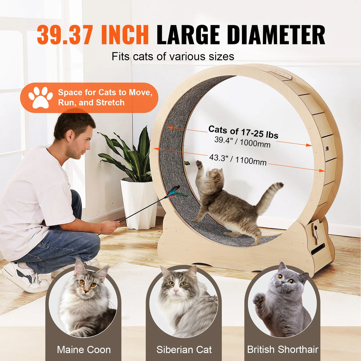 Wooden Cat Exercise Wheel Large treadmill Wheel