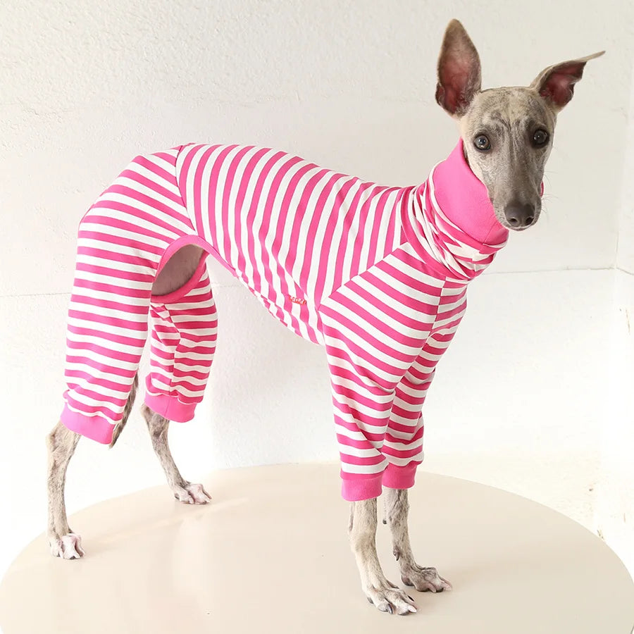 Cozy Striped Dog Pajamas for Italian Greyhounds & Whippets
