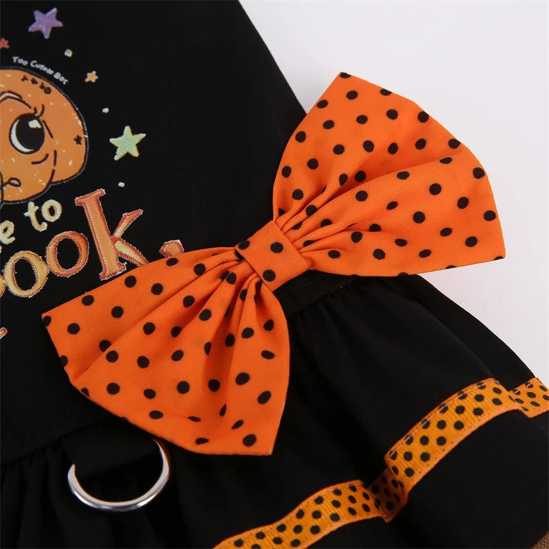 Pumpkin Print Dress Bow Mesh Skirt for your pup.