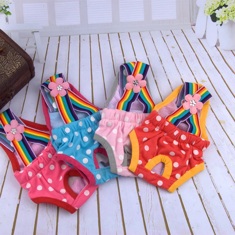 Reusable Sanitary Diaper with Suspenders for your girl.