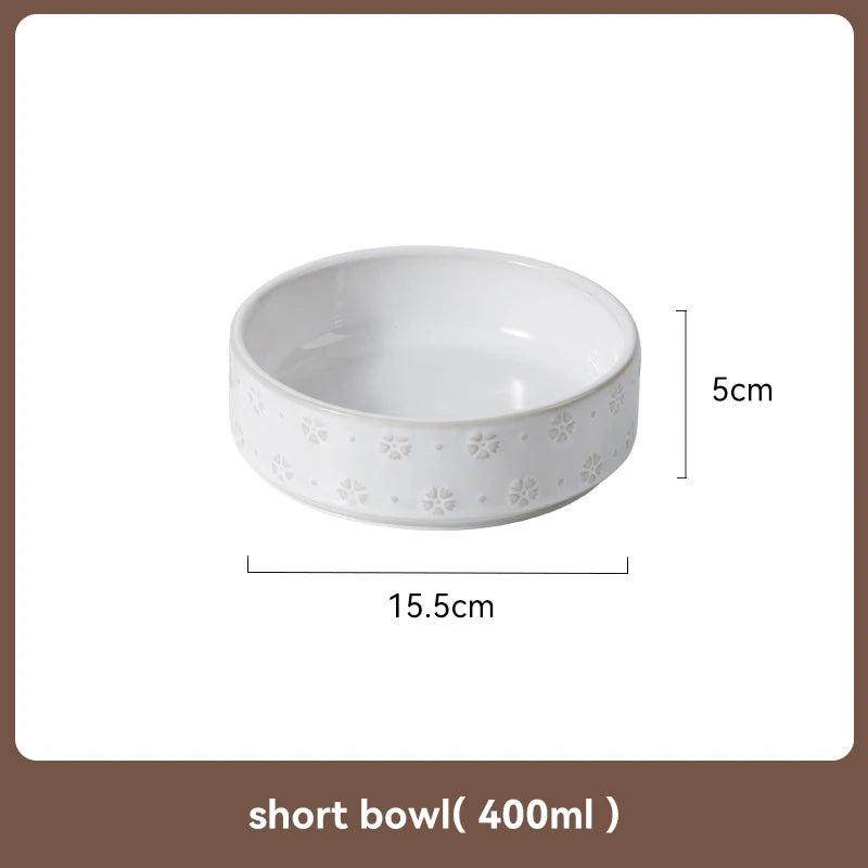 Ceramic Anti-Slip Bowl Set with Wooden Stand