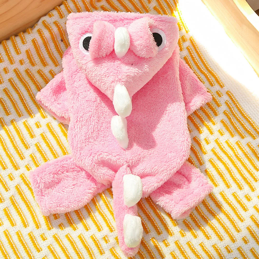 Dinosaur Fleece Jumpsuit for your pup or cat.