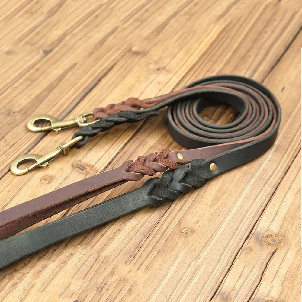 Soft Leather Braided Leash