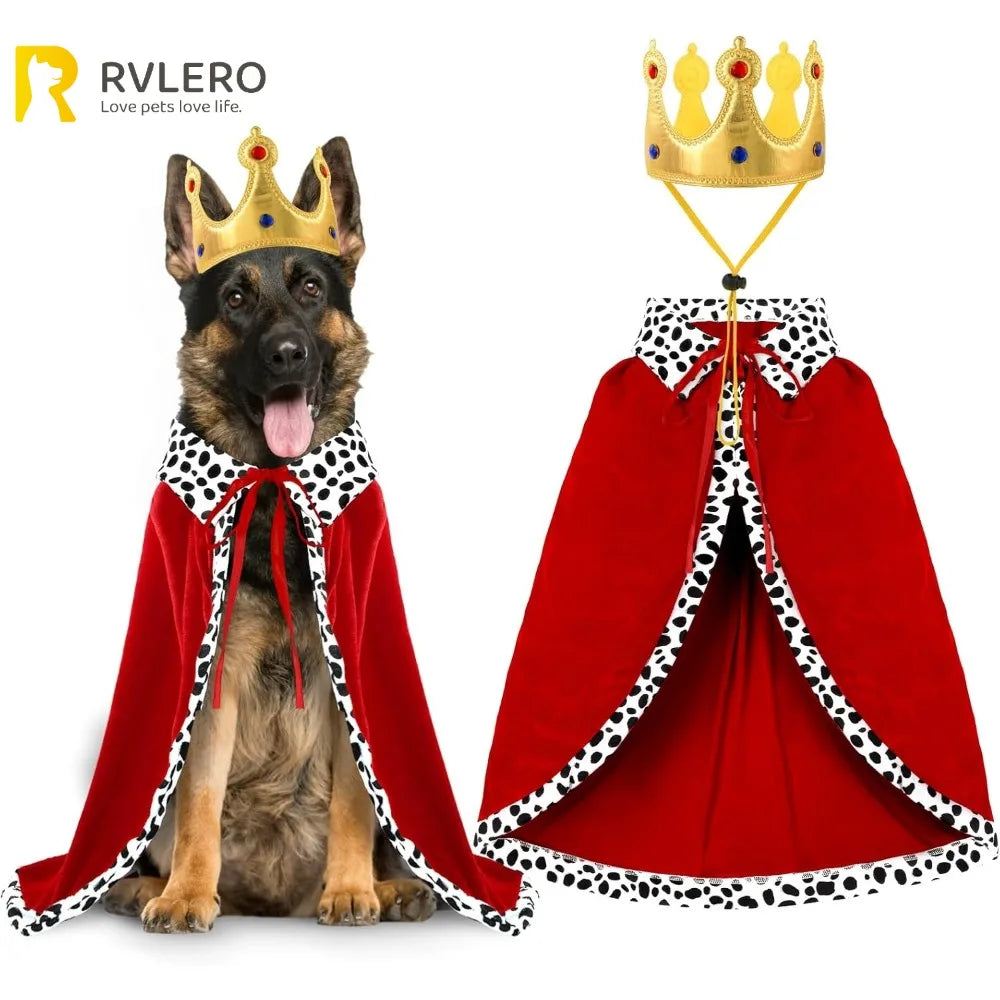Halloween King Costume Cloak with Adjustable Crown