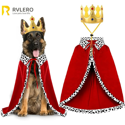Halloween King Costume Cloak with Adjustable Crown