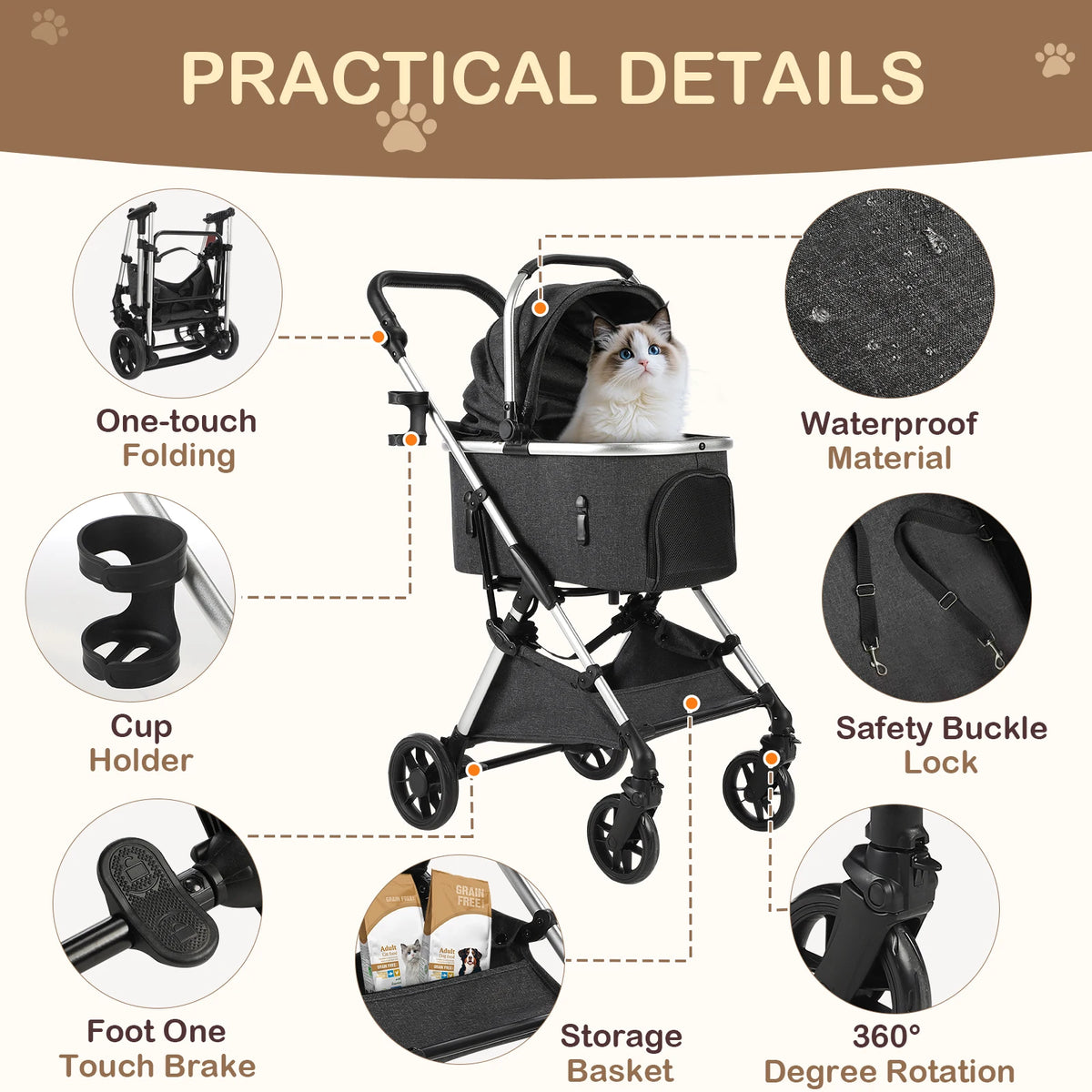 4 Wheeled Pet Stroller