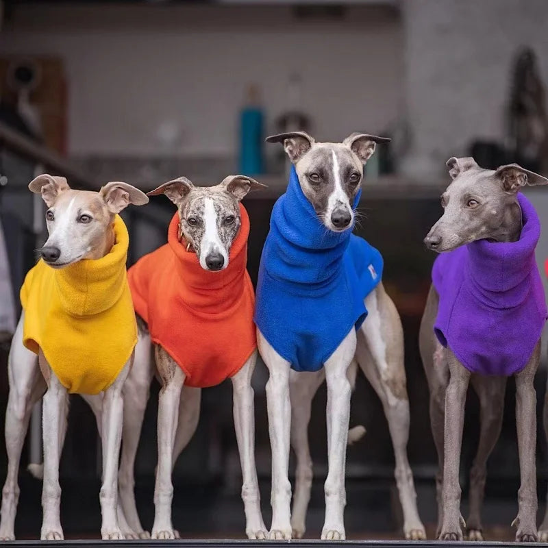 Solid Color Fleece High-neck Winter Vest for Greyhound or Whippet.