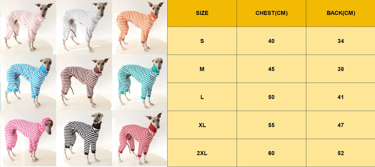 Cozy Striped Dog Pajamas for Italian Greyhounds & Whippets