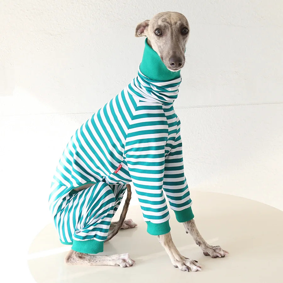 Cozy Striped Dog Pajamas for Italian Greyhounds & Whippets