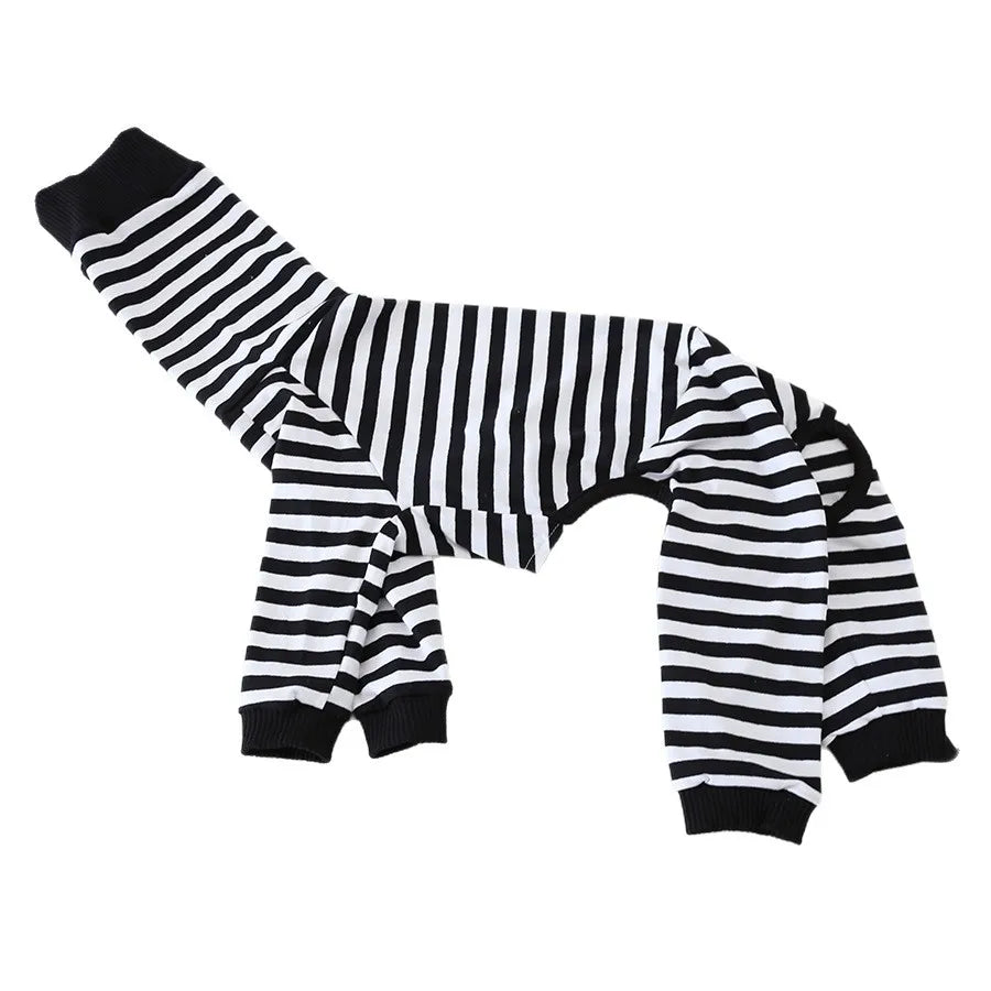 Cozy Striped Dog Pajamas for Italian Greyhounds & Whippets