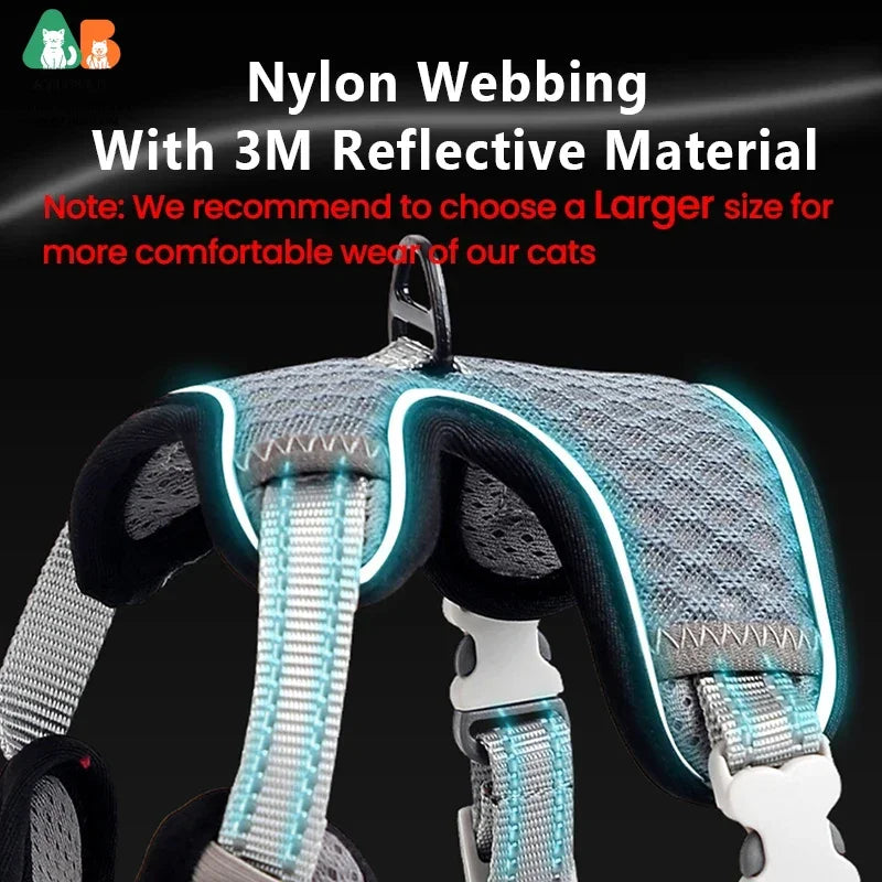 Reflective Escape Proof Cat Harness and Leash for Walking,