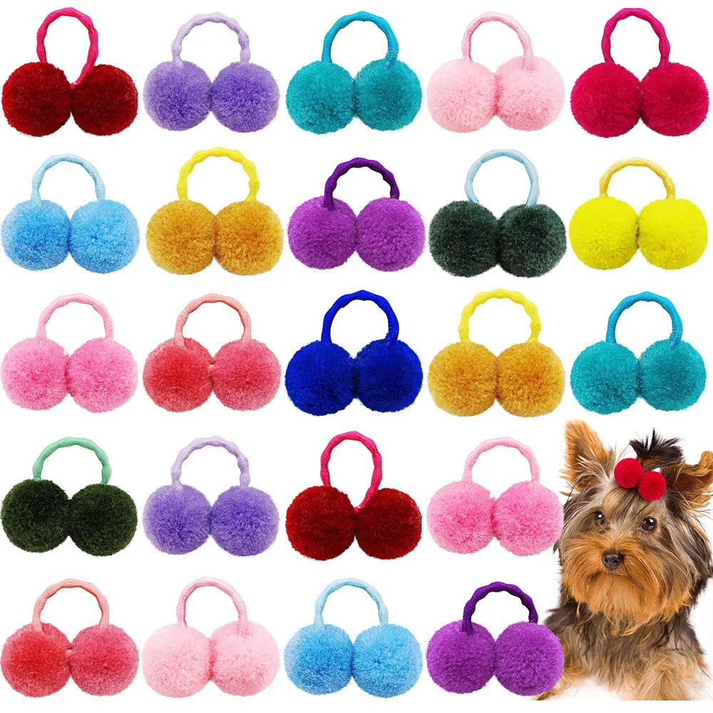 100/200PCS Plush Ball Bows
