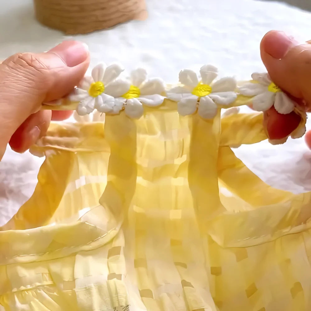 Breathable Cat Dress with Floral Wreath Collar