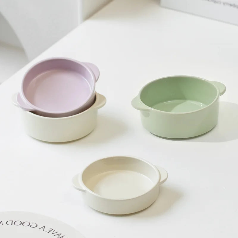 Elevated Ceramic Double Bowls Set Food / Water Feeders with Wooden Stand