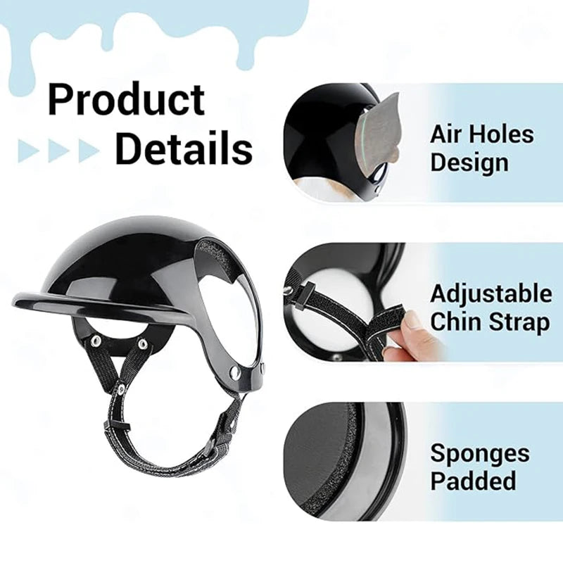 Helmet and Sunglasses Sets for Small pups.  Bring your pup on the open road.