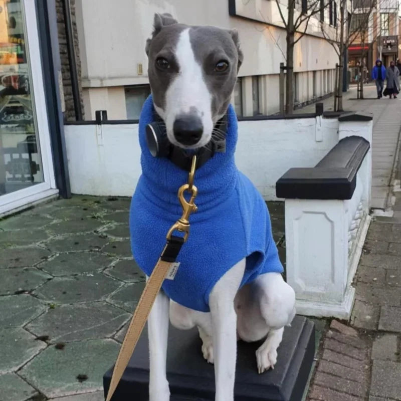 Solid Color Fleece High-neck Winter Vest for Greyhound or Whippet.