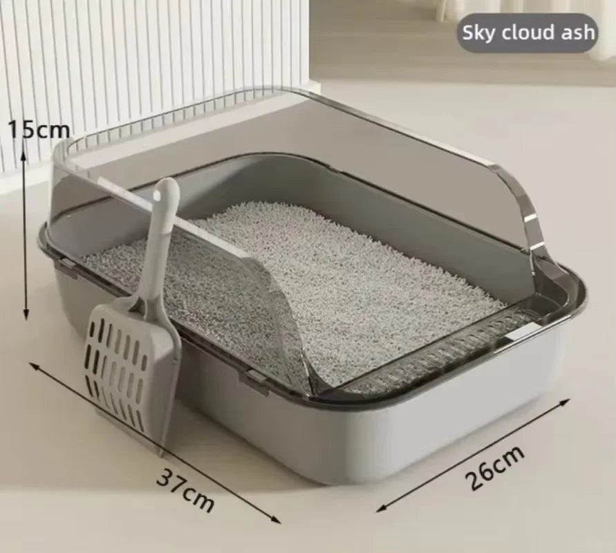 Semi-Enclosed Cat Litter Box