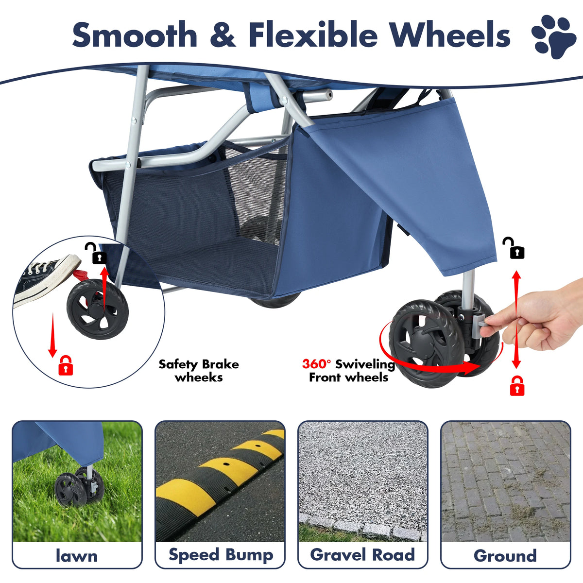 3 Wheeled Folding Pet Stroller