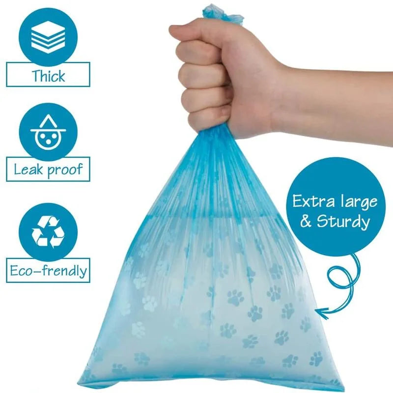 Pet Poop Bags with Leash Clip and Bone Bag Dispenser 5Roll(75Pcs)