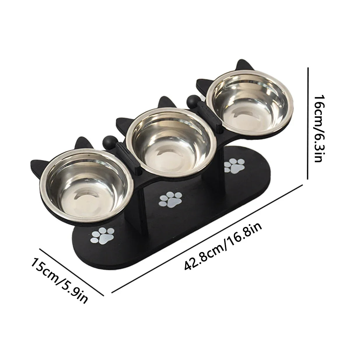 Elevated & Tilted 15 degrees for ease in eating