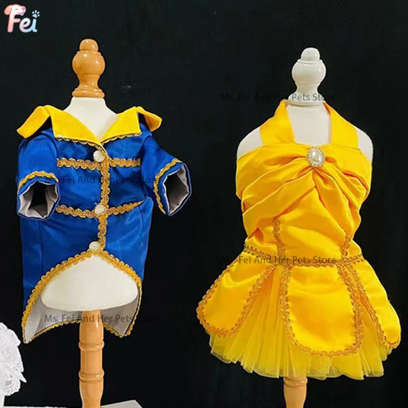 Halloween Beauty and Beast Themed Dog Couple Costume |