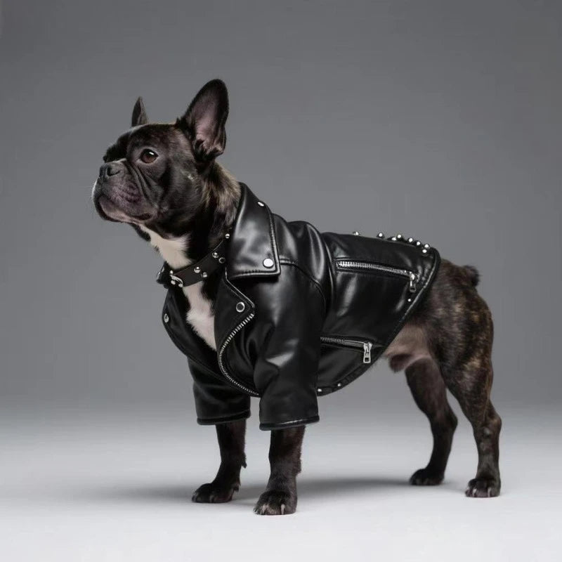 Faux Leather Jacket with Rivets for your punk rocker pup.