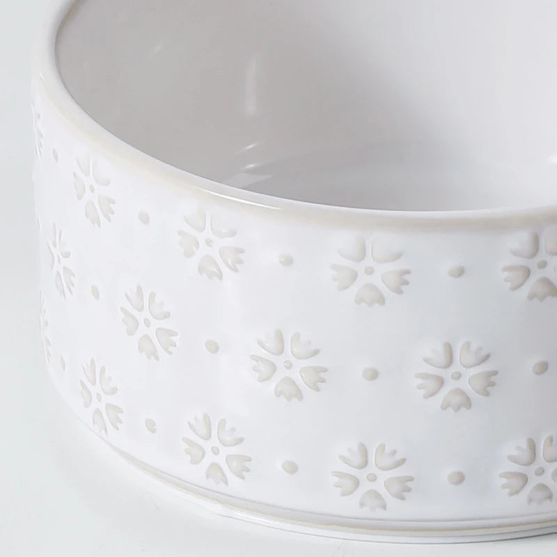 Ceramic Anti-Slip Bowl Set with Wooden Stand