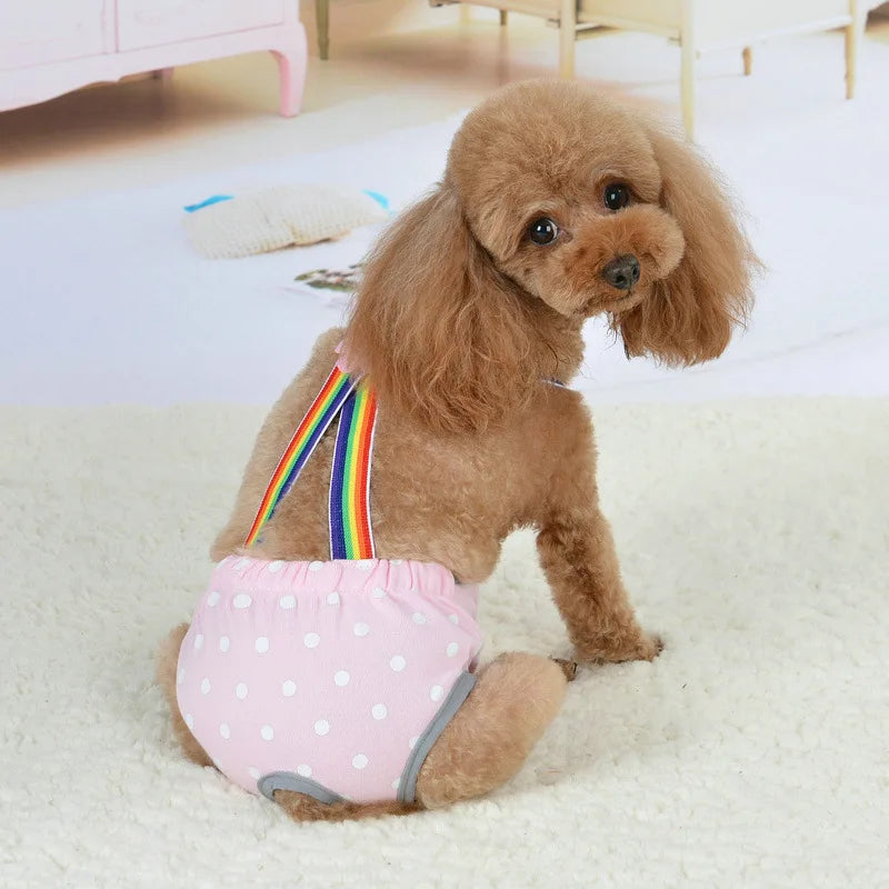 Reusable Sanitary Diaper with Suspenders for your girl.